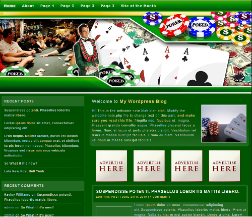Green Gambler Casino WordPress Theme