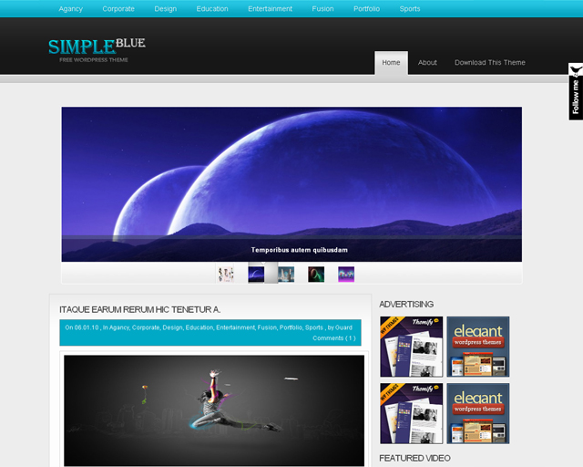 SimpleBlue Magazine WordPress Theme