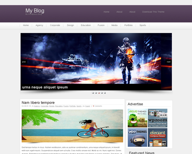 PurpleZone Free Magazine WordPress Theme