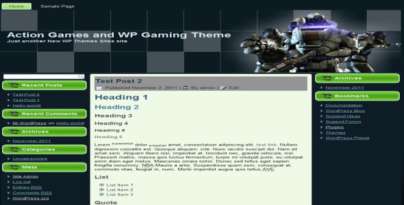 Action Games and WP Gaming Theme
