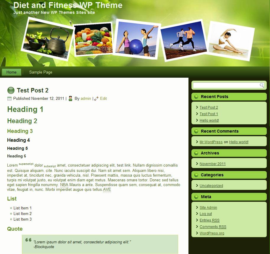 Diet and Fitness WP Theme