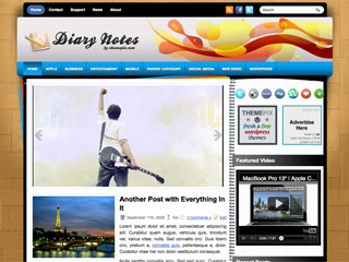 DiaryNotes Free WP Blog Template –