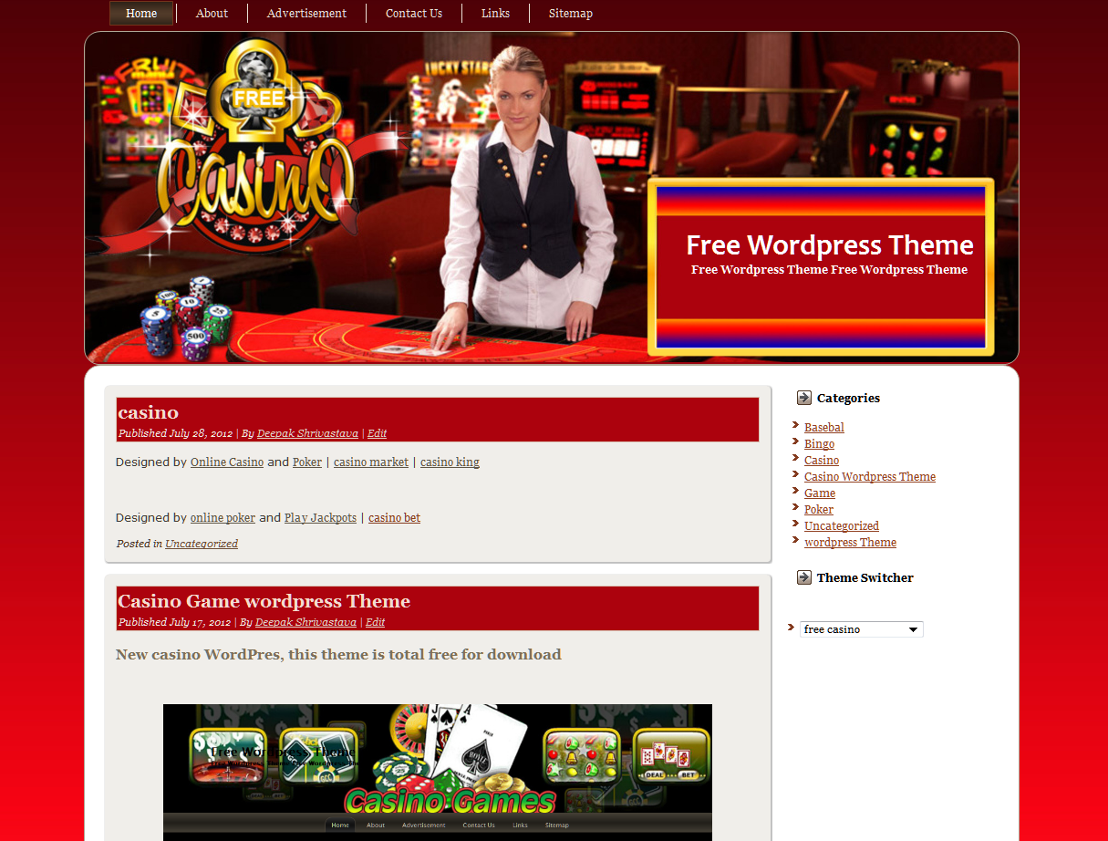 Free Casino,Gambling WordPress Theme