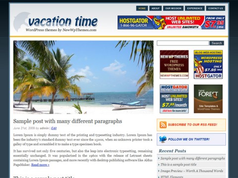 Vacation Time WP Theme