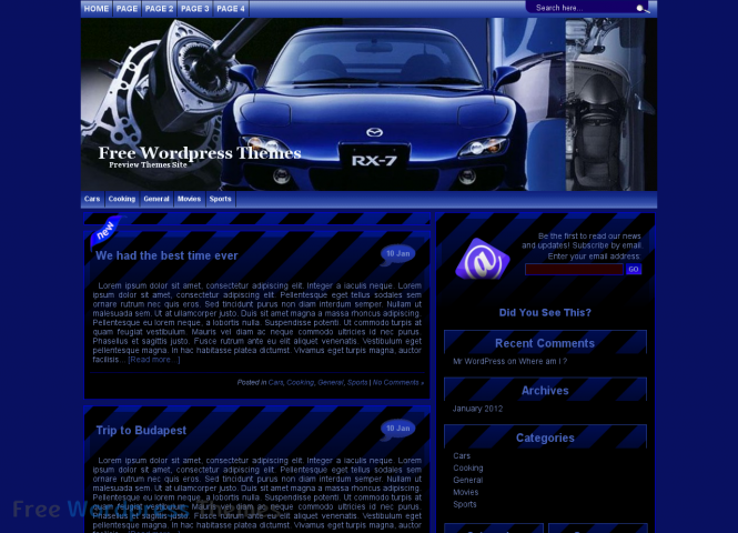 Blue Mazda No.1 Free WordPress Theme
