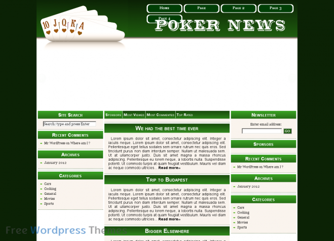 Poker News Magazine Free WordPress Theme