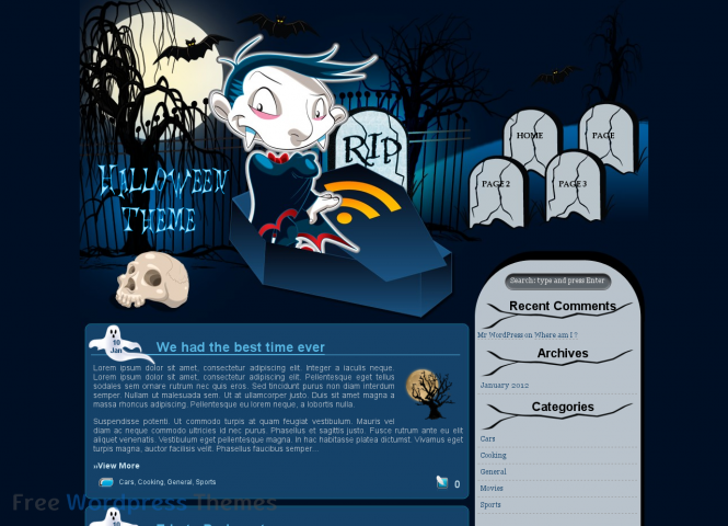 Halloween in Blue Free WordPress Theme