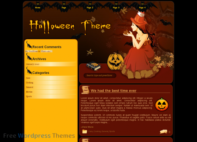 Vee’s Halloween Free WordPress Theme