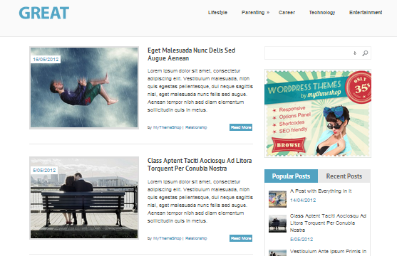 Great – Free Traditional Magazine WordPress Theme