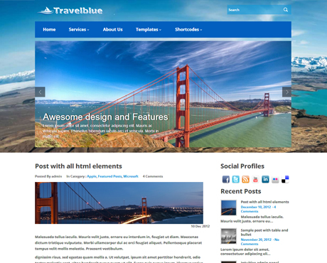 TravelBlue Free WP Magazine Theme